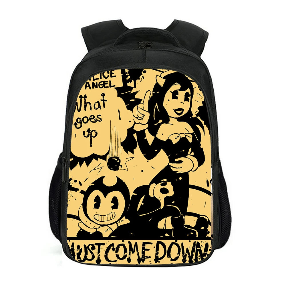 Double Layer Backpack Bendy Pattern Kids Backpack Cartoon School Bag
