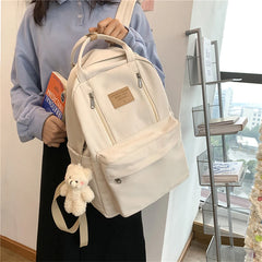 Double Zipper Backpack Women Teenager Girls Multifunction Laptop Backpack