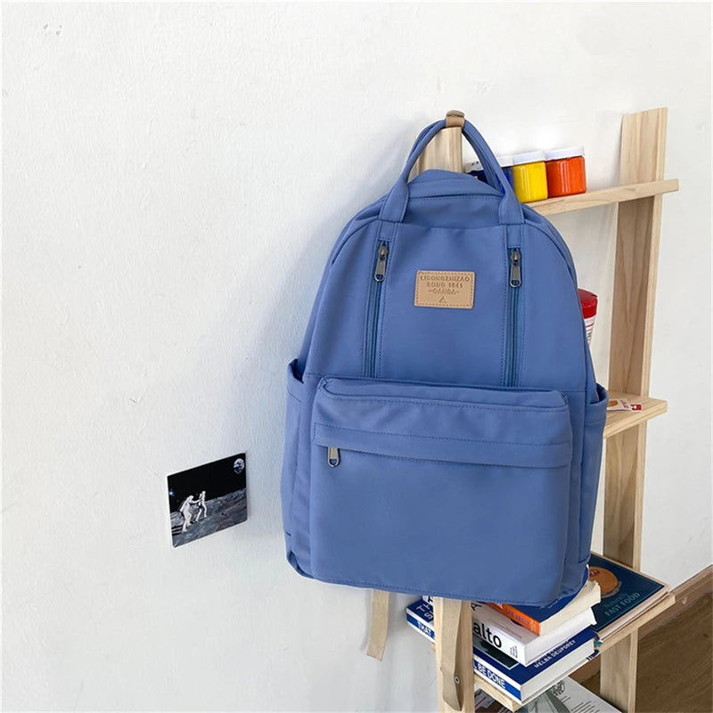 Double Zipper Backpack Women Teenager Girls Multifunction Laptop Backpack
