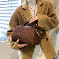 Double Zipper Women Cosmetic Bag Travel Leather Makeup Bag