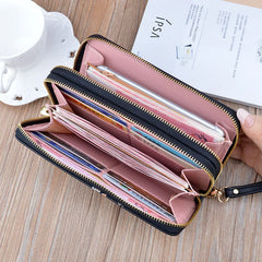 Double Zipper Women Wallet Large Capacity Clutch Bag