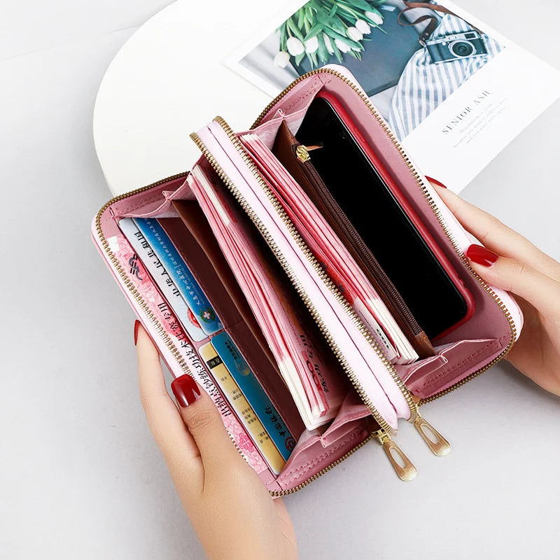 Double Zipper Long Wallet High-Capacity Handbag