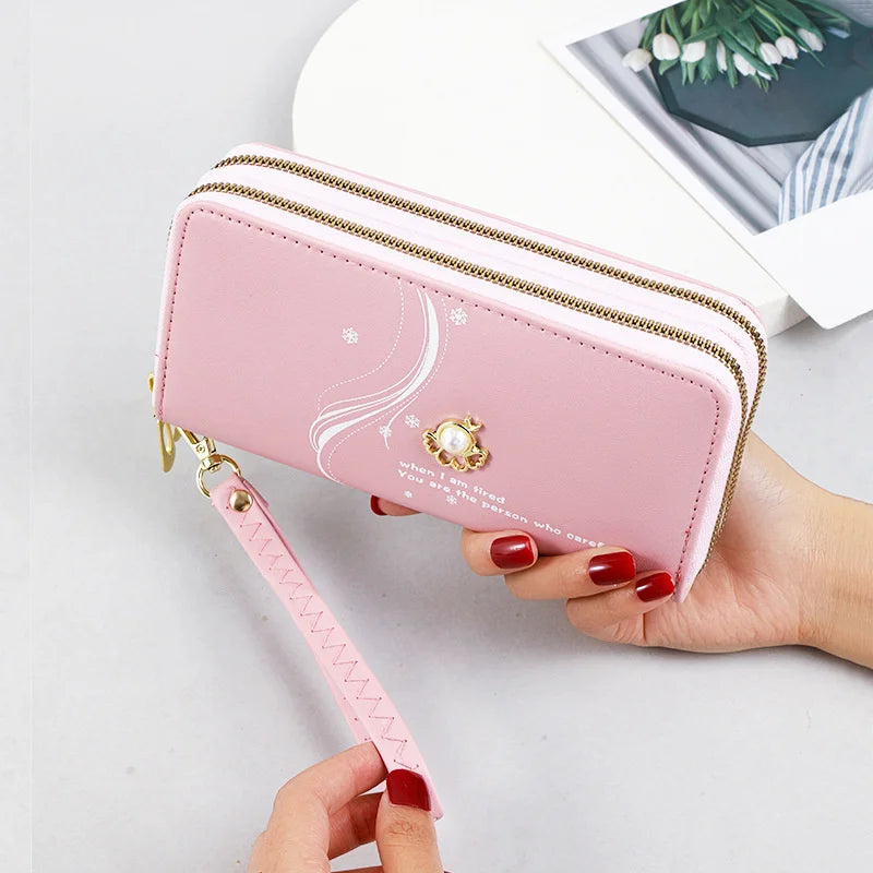 Double Zipper Long Wallet High-Capacity Handbag