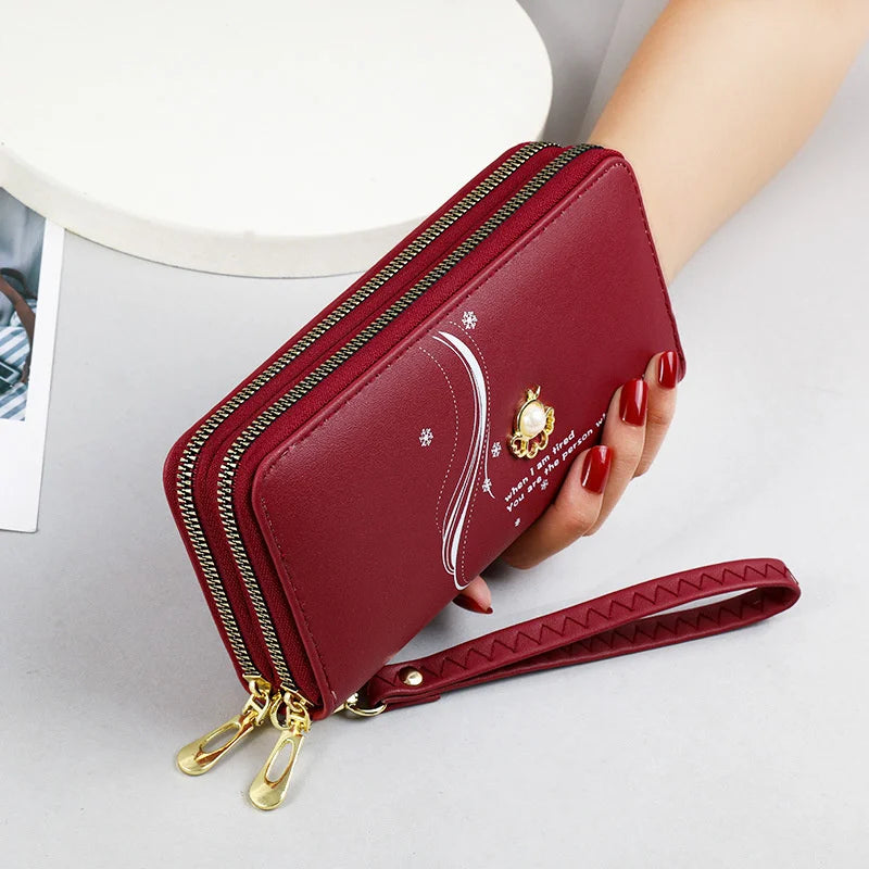 Double Zipper Long Wallet High-Capacity Handbag