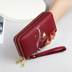 Double Zipper Long Wallet High-Capacity Handbag