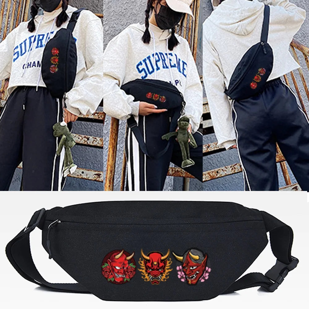 Dragon King Print Waist Bag Running Chest Bag Sport Portable Gym Bag