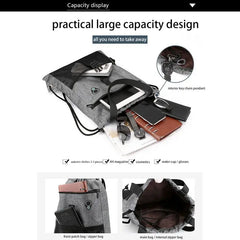 Drawstring Bag Gym With Pockets Sports Sack With Handle-Grey