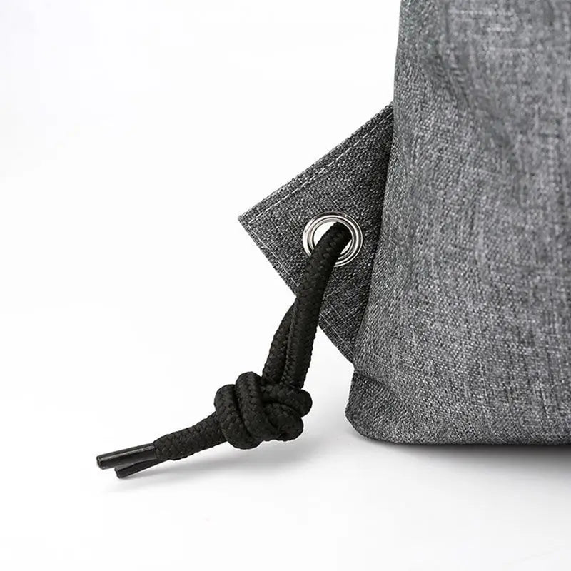 Drawstring Bag Gym with Pockets Sports Sack Grey