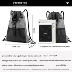 Drawstring Bag Gym with Pockets Sports Sack Grey