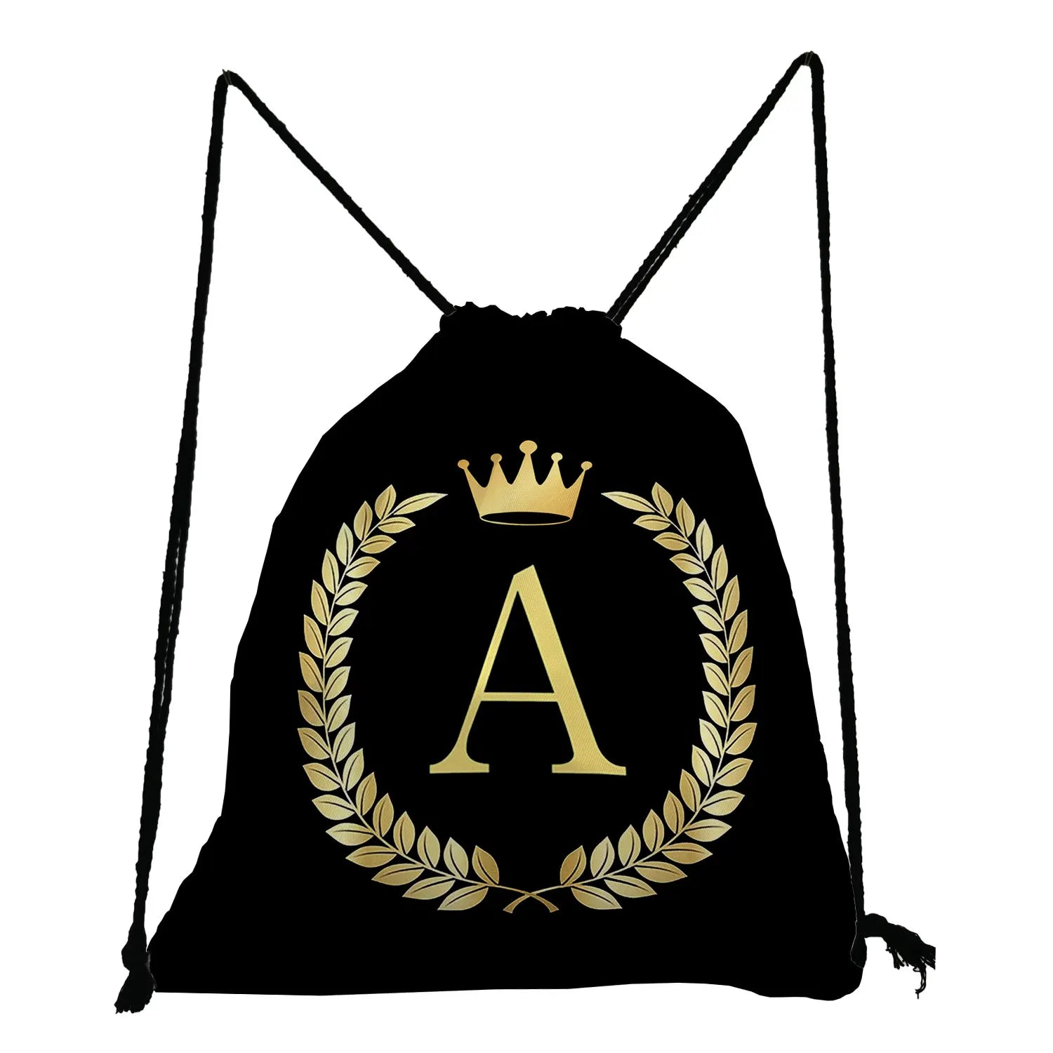 Drawstring Pocket Shoes Bags Name Golden Letters Print Women's Backpacks