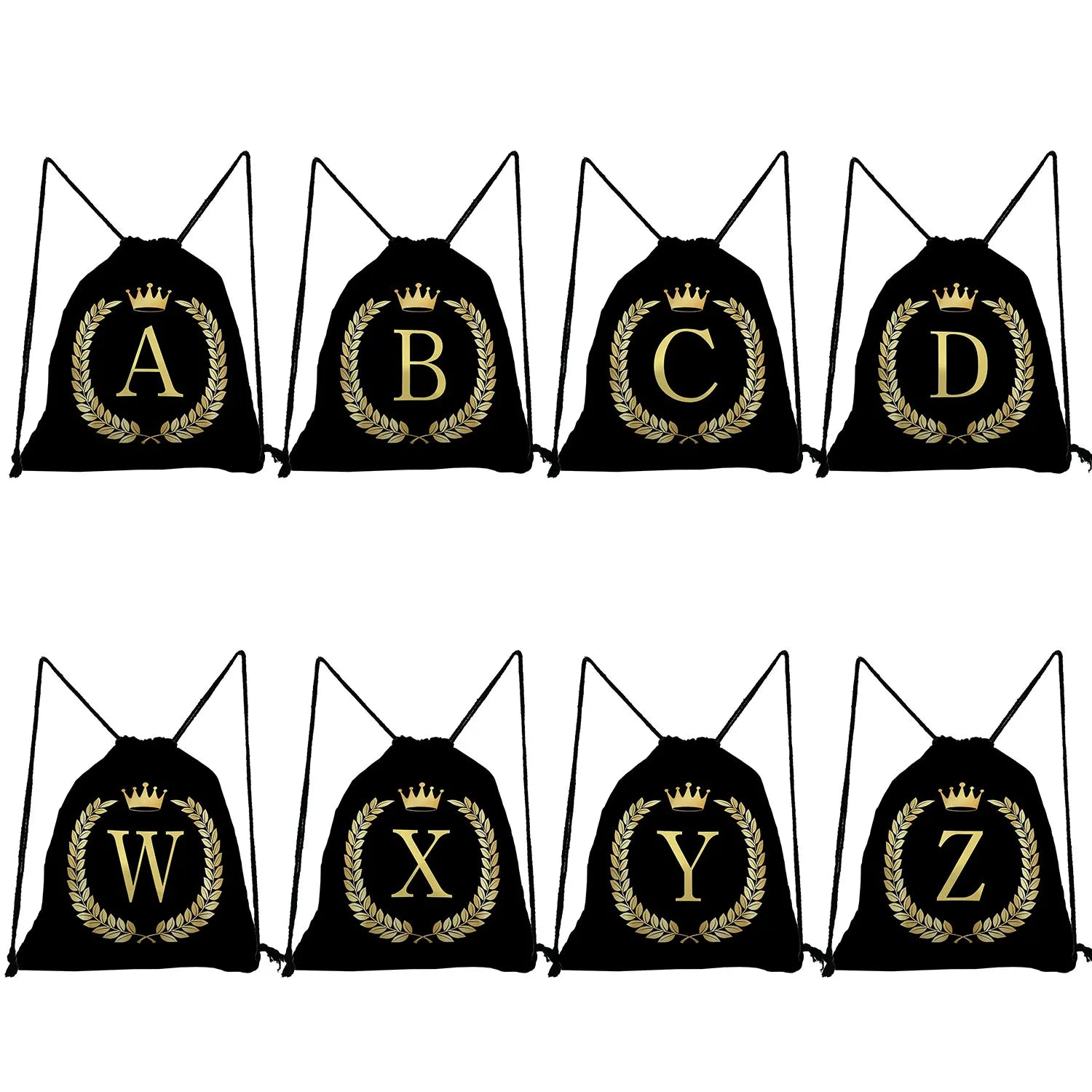 Drawstring Pocket Shoes Bags Name Golden Letters Print Women's Backpacks