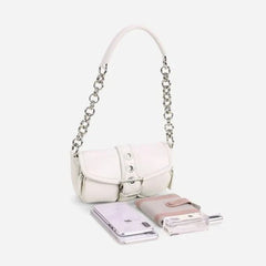 Retro Chain Armpit Shoulder Mini Messenger Bag Solid PU Leather