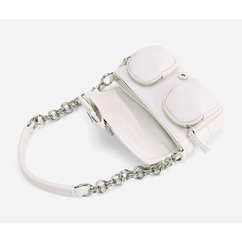 Retro Chain Armpit Shoulder Mini Messenger Bag Solid PU Leather