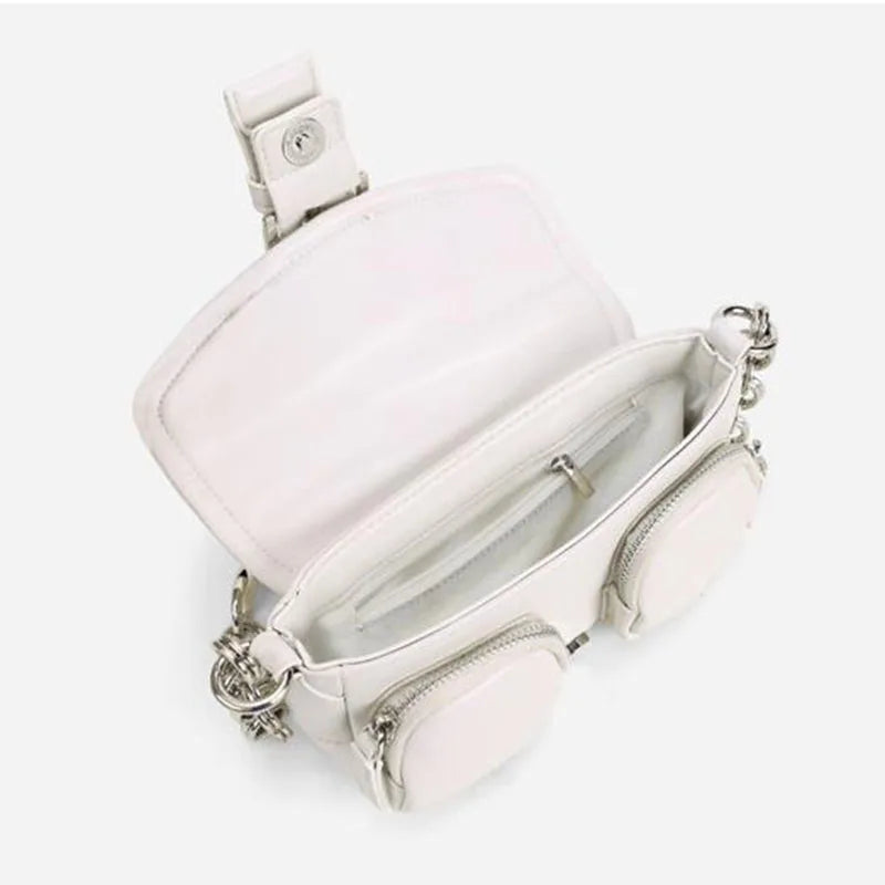 Retro Chain Armpit Shoulder Mini Messenger Bag Solid PU Leather