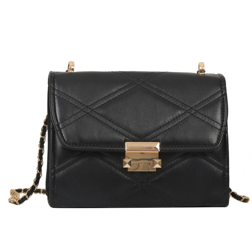 Women's Diamond Embroidered Shoulder Bag Crossbody Chain Solid Square
