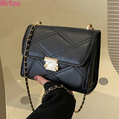 Women's Diamond Embroidered Shoulder Bag Crossbody Chain Solid Square