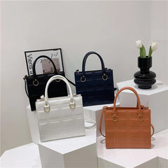 Women Plaid Crossbody Bag Textured Tote Shoulder Bag
