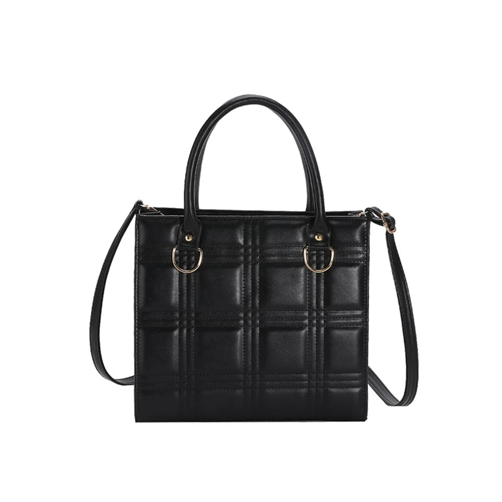 Women Plaid Crossbody Bag Textured Tote Shoulder Bag