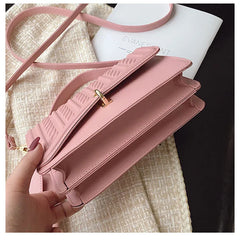 Female Stripe Shoulder Bag Lock Texture Mini Square Handbag