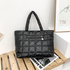 Lingge Ladies Shoulder Bag Large Capacity Handbags Solid Nylon High Bag