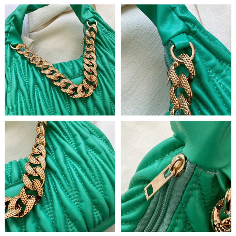 Summer Women's Shoulder Bag with Thick Chain Design