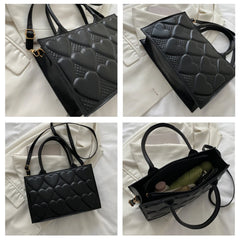 Textured Shoulder Bag with Heart Embossed Design