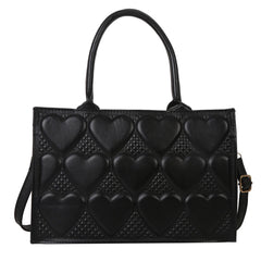 Textured Shoulder Bag with Heart Embossed Design