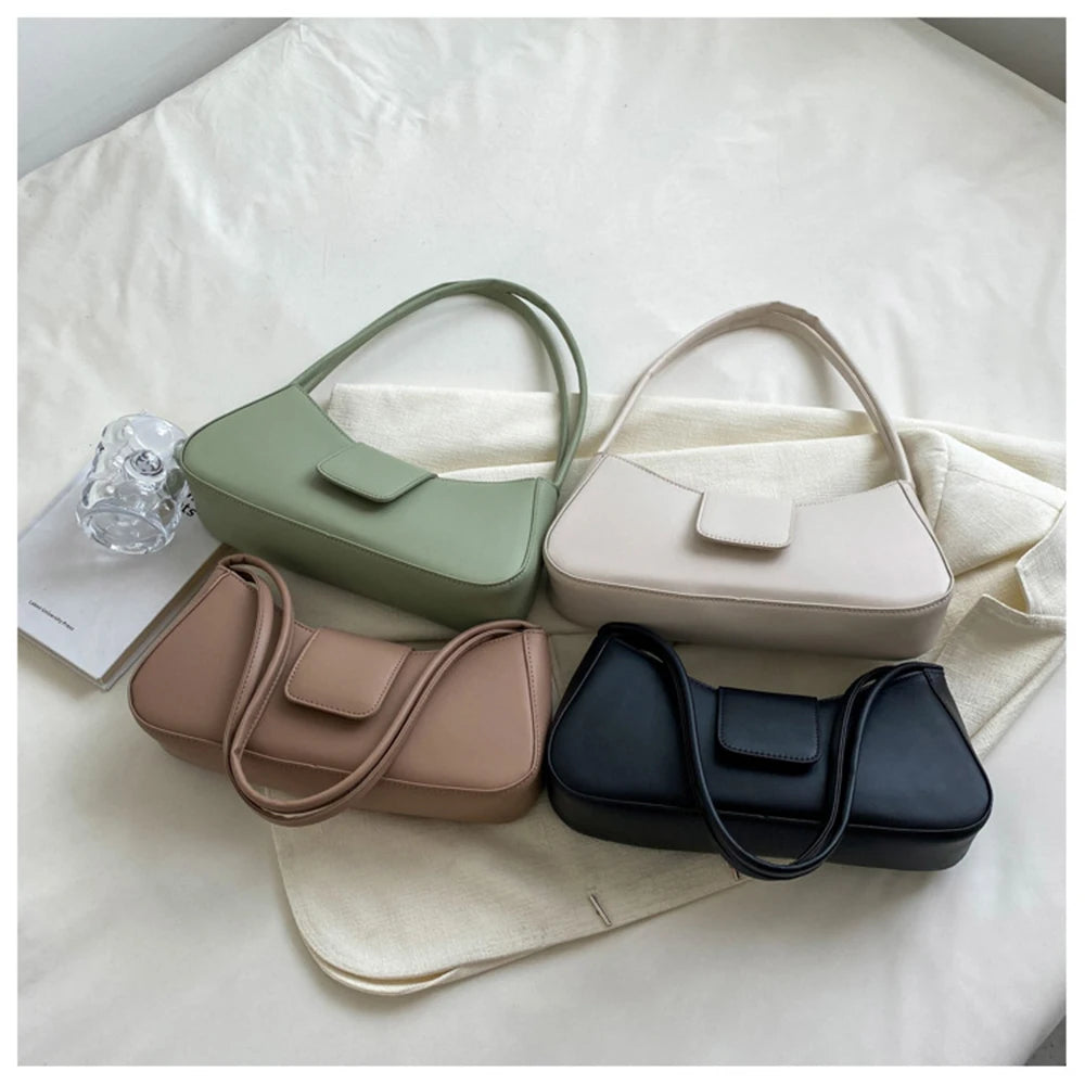 Solid Shoulder Bag for Women, Fresh Underarm Handbag, Purse and Bags