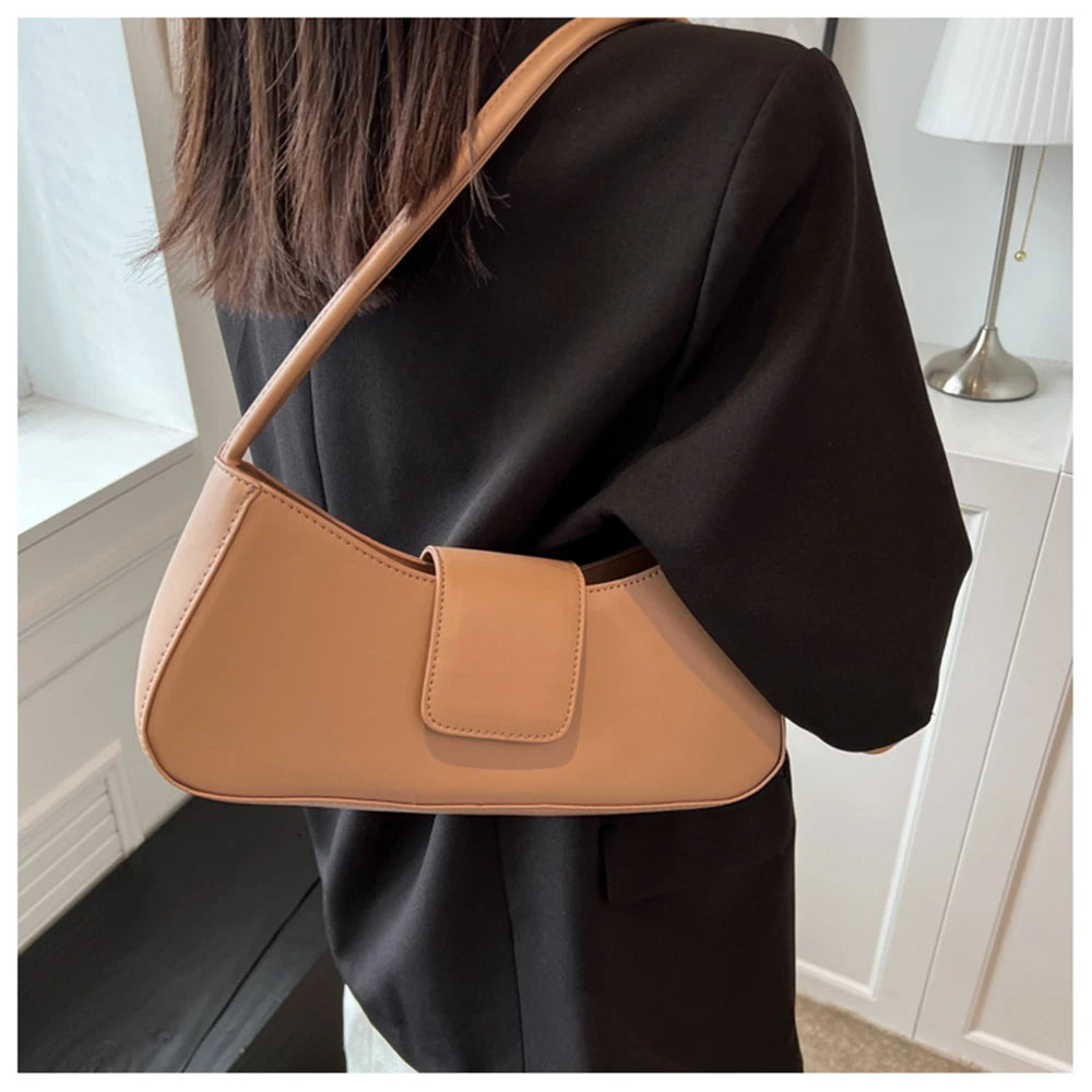 Solid Shoulder Bag for Women, Fresh Underarm Handbag, Purse and Bags