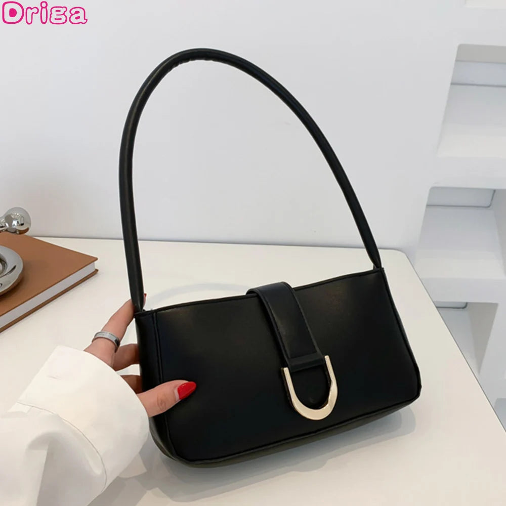 Women Shoulder Bags Handbags Square Solid Pu Leather Casual Bag