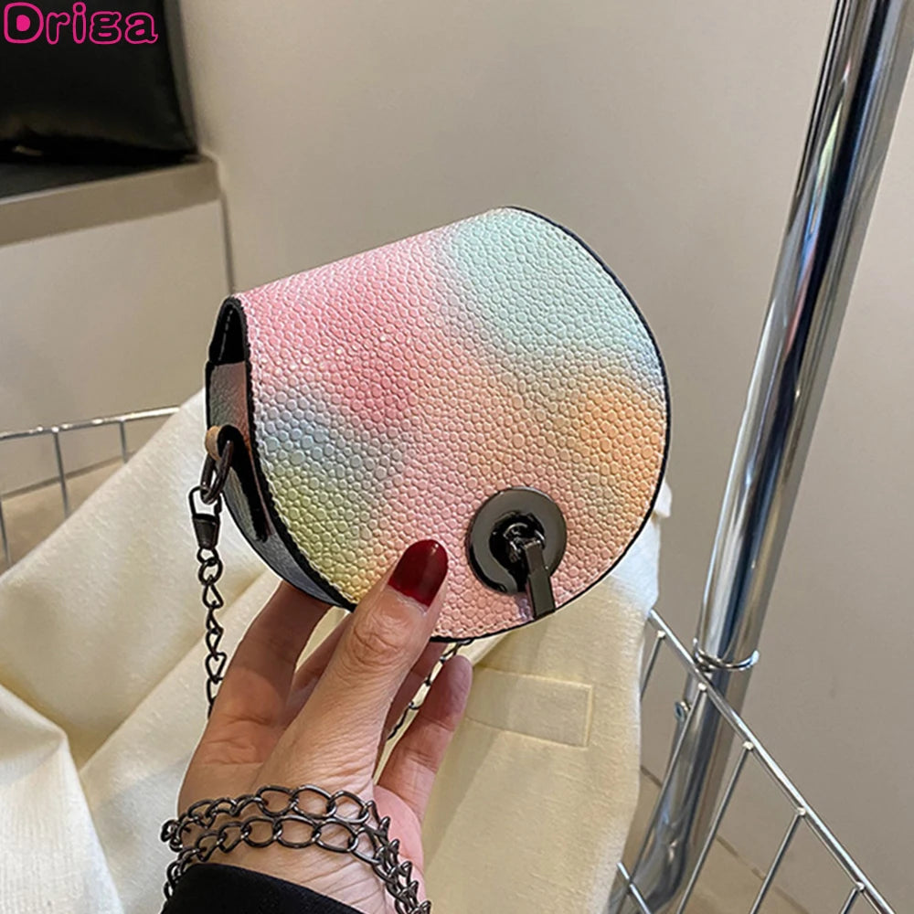 Retro Mini Shoulder Bags For Women Pu Leather Messenger Bag Chain Lipstick Bag