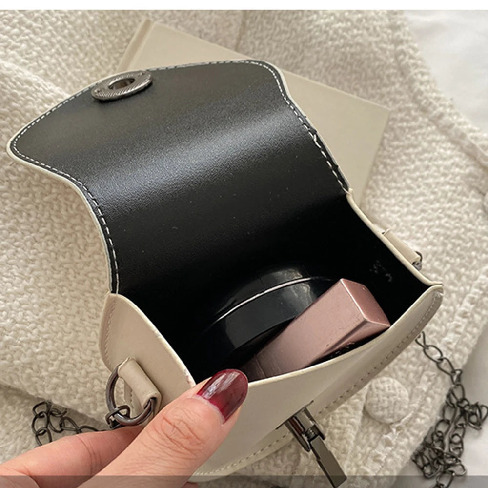 Retro Mini Shoulder Bags For Women Pu Leather Messenger Bag Chain Lipstick Bag