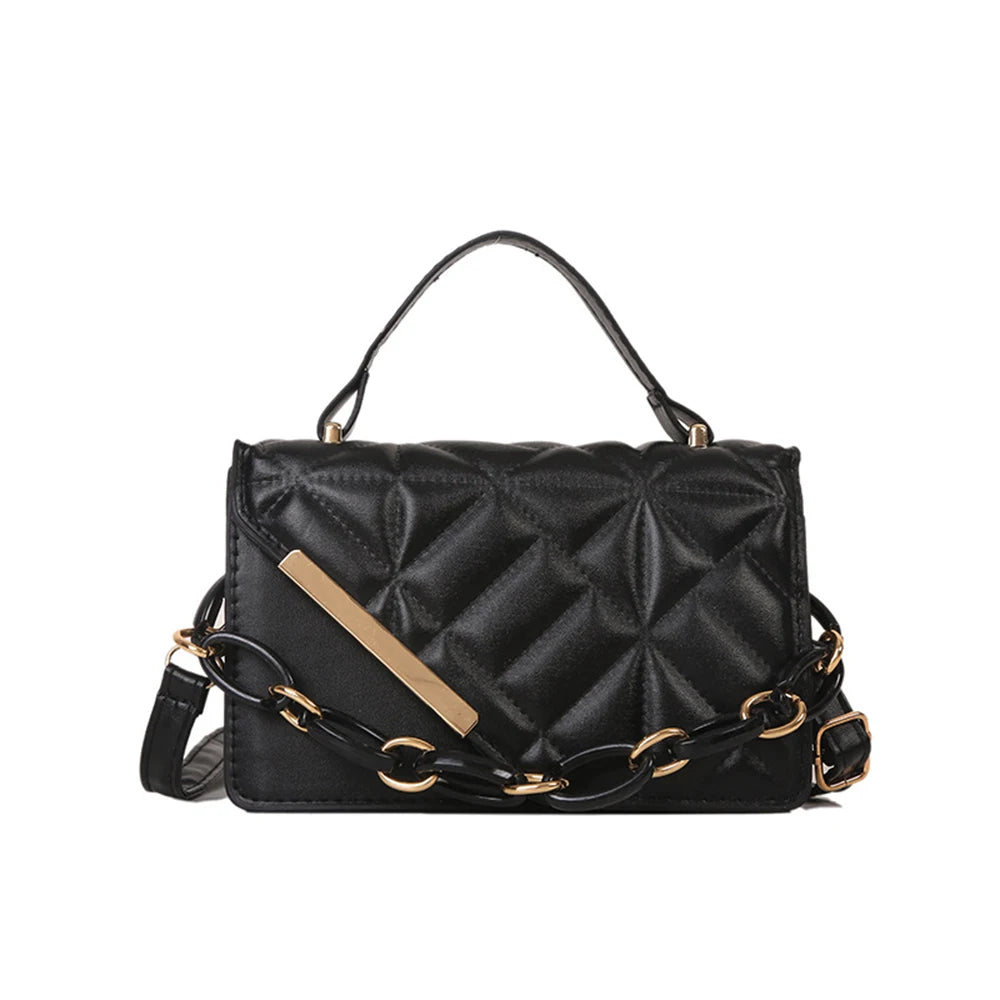Texture Square Handbags For Female Chain Shoulder Bags