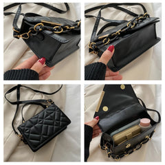 Texture Square Handbags For Female Chain Shoulder Bags