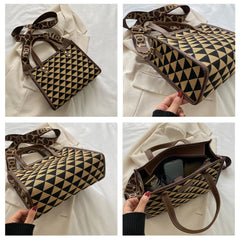 Vintage Checkered Tote Shoulder Bags for Women