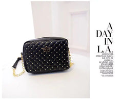 Women Messenger Bag Rivet Chain Shoulder Bag PU Leather Crossbody Crown Bags