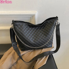 Women Large Capacity Diamond Lattice Tote Shoulder Bag