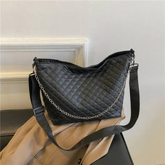 Women Large Capacity Diamond Lattice Tote Shoulder Bag
