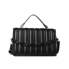 Women Stripe Handbags Solid Chain Shoulder Bags Horizontal Square Messenger Bags