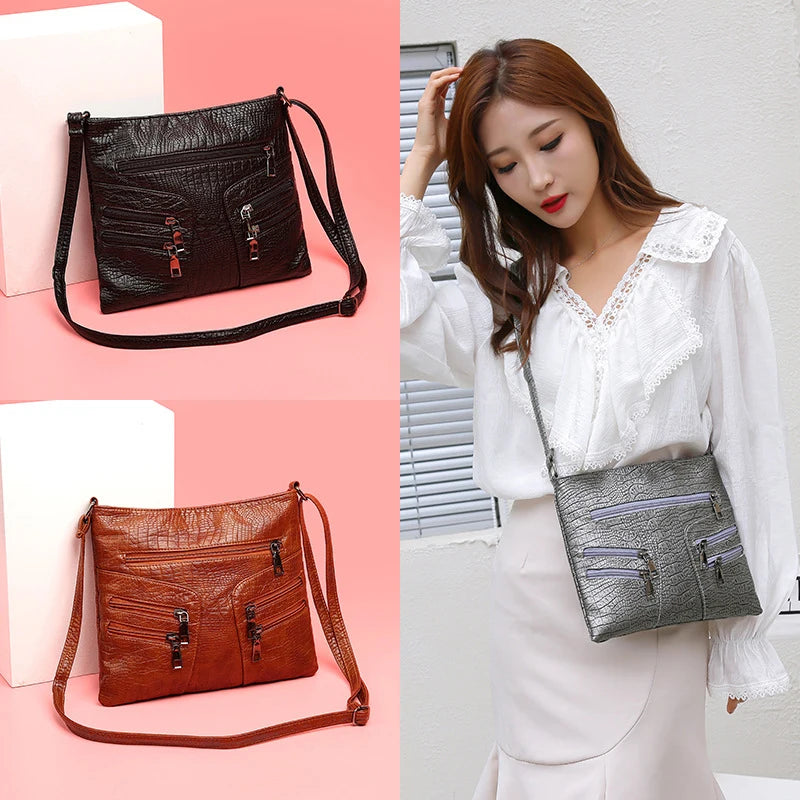 Women's Large Capacity Shoulder Bag Pu Leather Handbag Vintage Crossbody