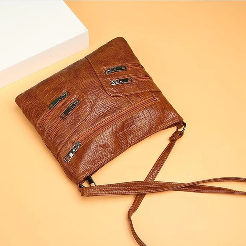 Women's Large Capacity Shoulder Bag Pu Leather Handbag Vintage Crossbody