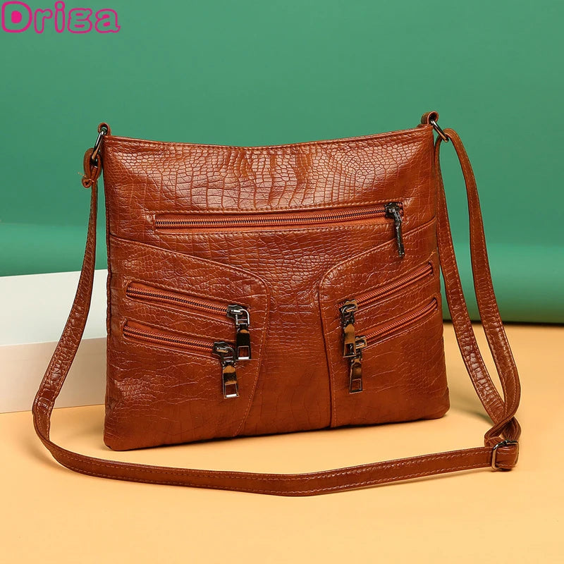 Women's Large Capacity Shoulder Bag Pu Leather Handbag Vintage Crossbody