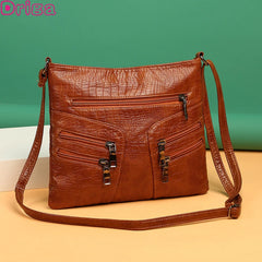 Women's Large Capacity Shoulder Bag Pu Leather Handbag Vintage Crossbody