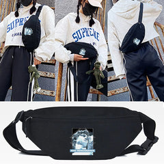 Women Waist Bag Double Sided David Print Chest Packs Crossbody Fanny Pack
