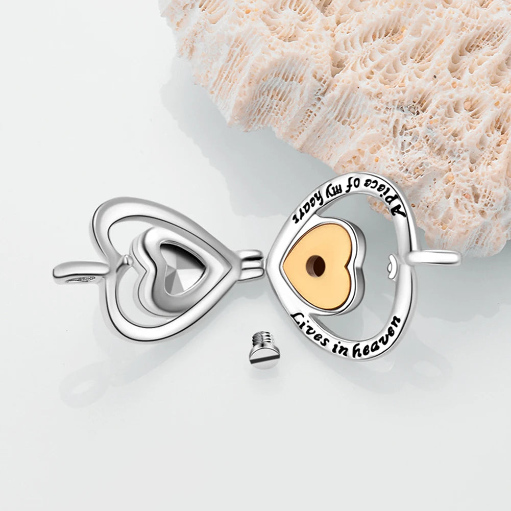 Heart Crystal Urn Pendant Necklace- A piece of my heart Lives in heaven