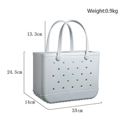 Women's Beach Tote Bag Pool Handbag Hollow Out Washable Solid Candy Bag