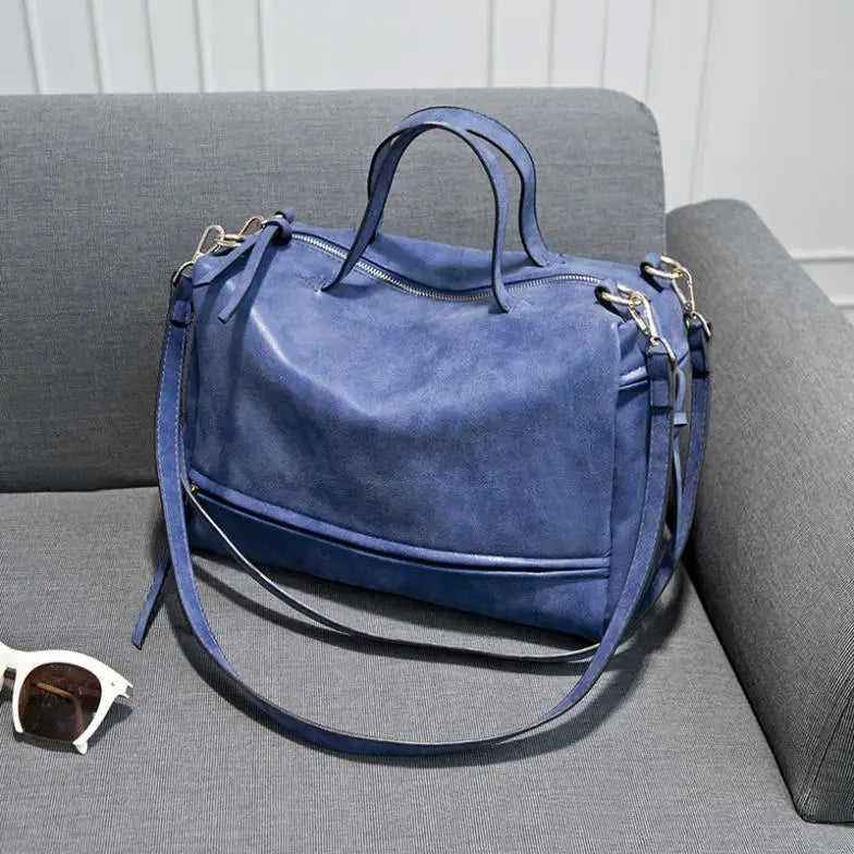 Nubuck Leather Shoulder Bag Vintage Crossbody Motorcycle Bag