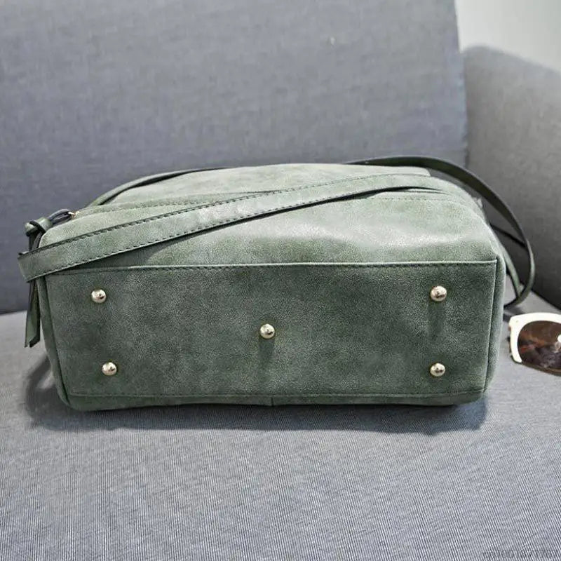 Nubuck Leather Shoulder Bag Vintage Crossbody Motorcycle Bag