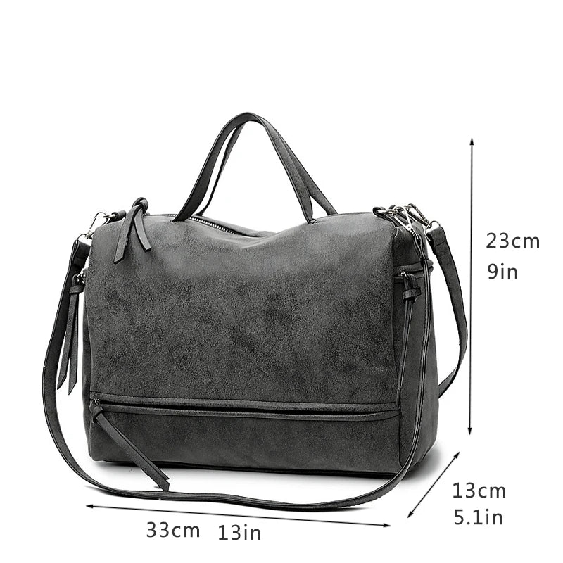 Nubuck Leather Shoulder Bag Vintage Crossbody Motorcycle Bag