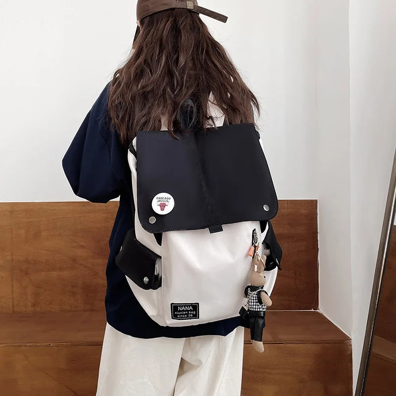 Large Capacity Backpack Contrast College Students Personality Schoolbag Women